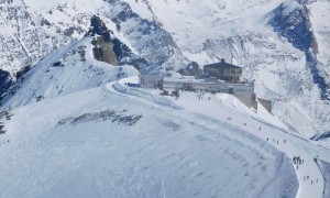 Skihochtour Allalinhorn - Rückblick zur Bergstation