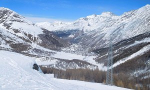 Skihochtour Strahlhorn - Talabfahrt über Piste