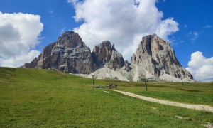 Klettersteig Plattkofel - Rückweg mit Blick zur Grohmannspitze, Fünffingerspitze und Langkofel